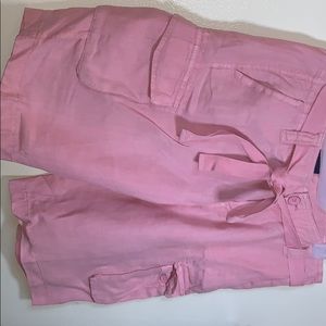 Pink knee length cargo shorts